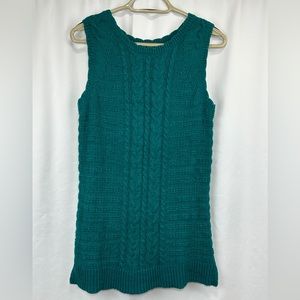 Banana Republic Teal Green Cable Knit Sweater Vest Top In Women’s Size Medium